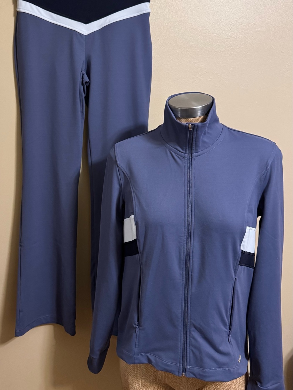 Victoria's Secret Navy & White Track Jacket and Flare Pants